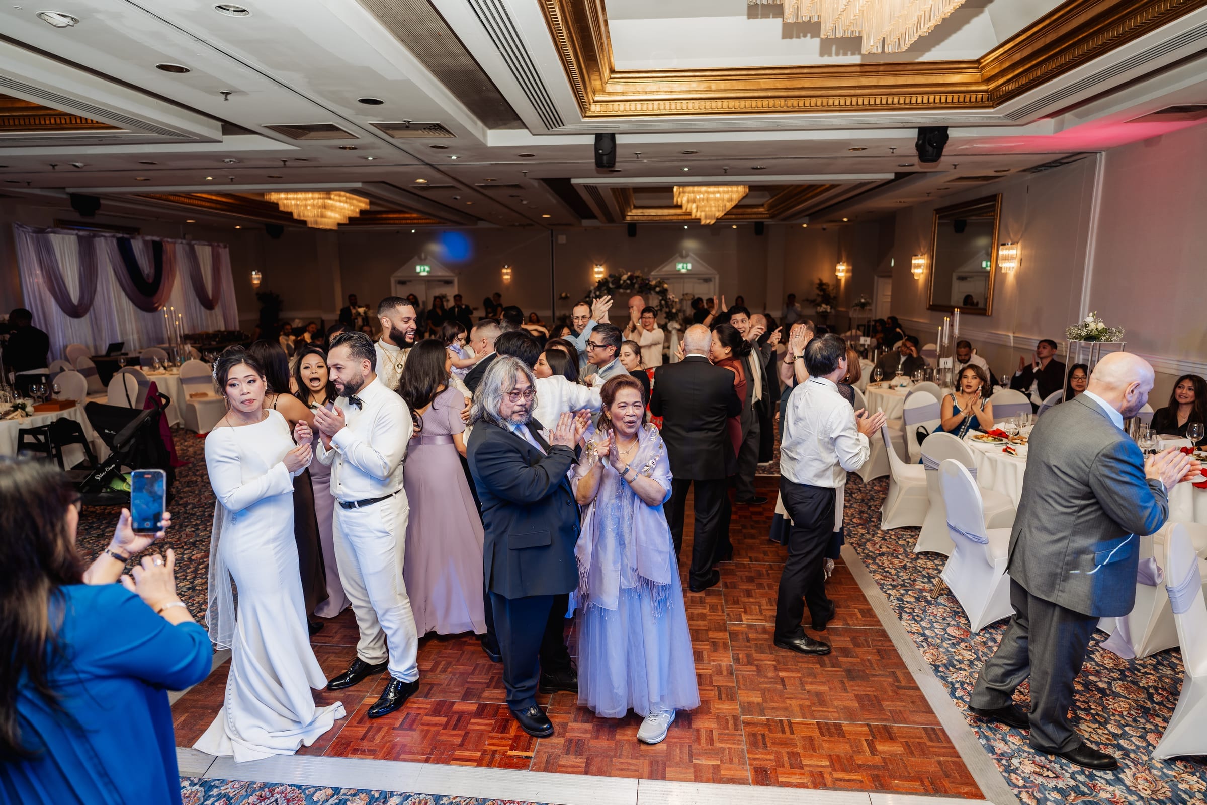 A full dance floor at a London ballroom celebration