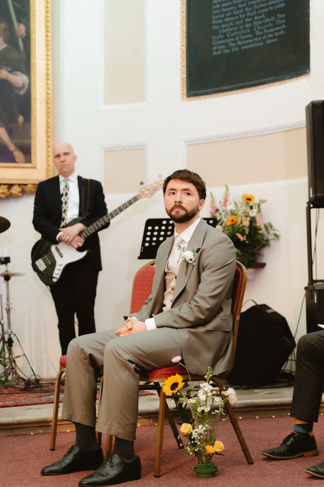 Ceremony inside All Hallows-on-the-Wall, with live music